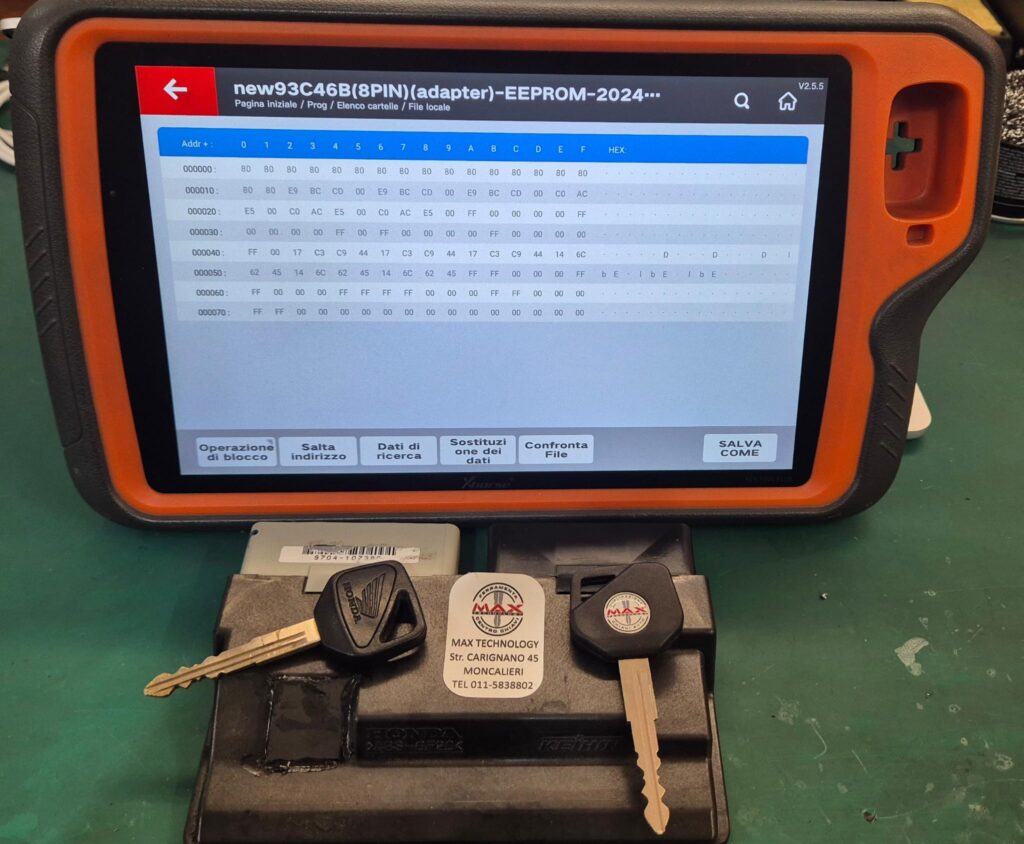 Creazione chiave da centralina Honda CBR 954